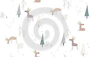 Seamless winter pattren with deers