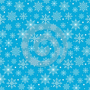 Seamless Winter Snow Flakes Background Pattern