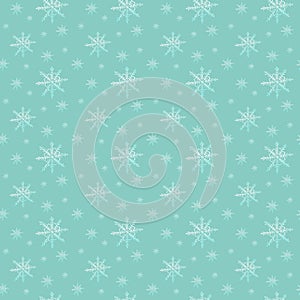 Seamless winter snowflakes pattern. Watercolor Christmas background. Hand drawn fabric paper texture design