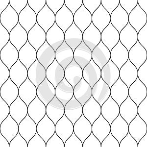 Seamless wired netting fence. Simple black vector illustration on white background