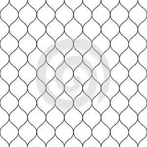 Seamless wired netting fence. Simple black vector illustration on white background