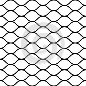 Seamless wired netting fence. Simple black vector illustration on white background