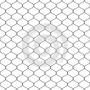 Seamless wired netting fence. Simple black vector illustration on white background