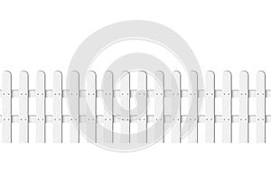 Seamless wooden fence isolated on white or transparent background. vector illustration of realistic endless white picket