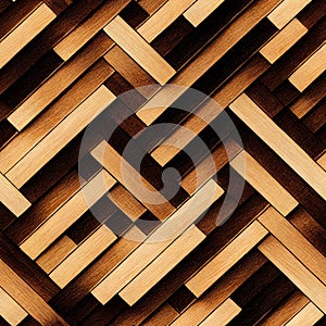 Seamless wooden panel with small blocks arranged in zigzag pattern for wall decor