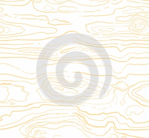 Seamless wooden pattern. Wood grain texture. Dense golden lines. Abstract white background. Vector illustration