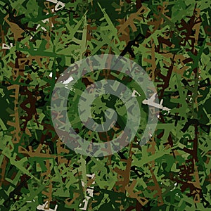 Seamless woodland assault rifle AK military camouflage pattern vector