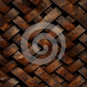 Seamless Woven Metal Texture, Interlaced Metallic Strips, Industrial Pattern Background