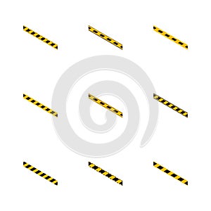 Seamless yellow and black warning tapes, isometric vector illustration