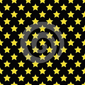 Seamless yellow star pattern on black