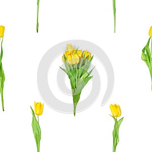 Seamless Yellow Tulips Bunch