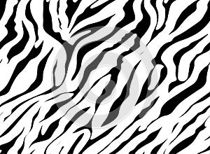 Seamless Zebra Pattern Textile Texture. Vector Background. Black and White Animal Skin for Women Dress Fabric Print