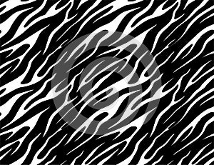 Seamless Zebra Tiger Pattern Textile Texture Print. Vector Background. Black white design for interior, clothes,