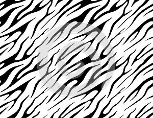 Seamless Zebra Tiger Pattern Textile Texture. Vector Background. Black and White Animal Skin for Women Dress Fabric Print