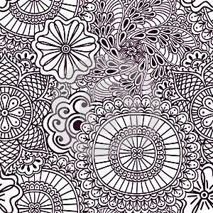 Seamless zenart pattern based on Indian henna painting.