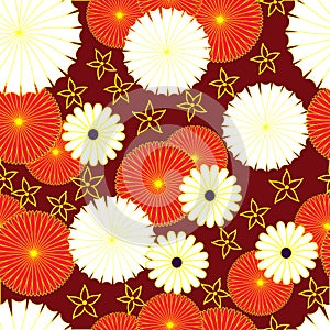 Seamlles pattern japonese flowers 07