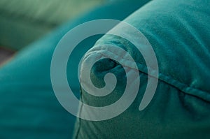 Seams on the sofa close-up. Technology Concept. Exhibition of sofas