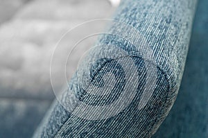 Seams on the sofa close-up. Technology Concept. Exhibition of sofas