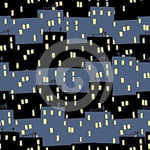 Seanless pattern with a city at night