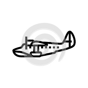 seaplane airplane aircraft line icon vector illustration