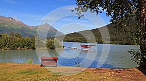 A seaplane on a deserted lake