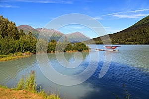 A seaplane on a deserted lake