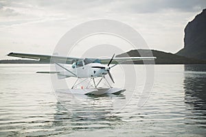 Seaplane in the Indian Ocean on the island of Mauritius