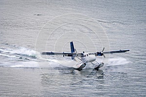 Seaplane just landed in the ocean