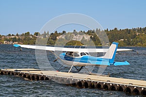 Seaplane prepared for take-off. Lake Washington, Redmond. USA
