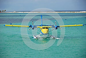 Seaplane on a water, Maldives