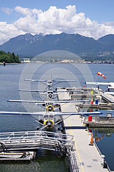 Seaplanes in harbour Vancouver , Canada