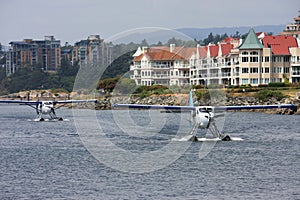 Seaplanes taxiing