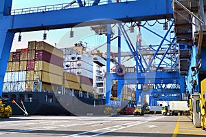 Seaport Freight with Shipping Cargo photo