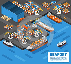 Seaport Isometric Aerial View Poster