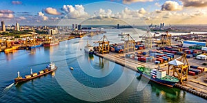 Seaport in Lagos Nigeria where goods from overseas are shipped and offloaded AI-Created Content photo