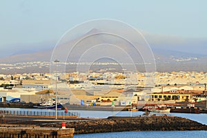 Seaport at volcano foot. Arrecife, Lanzarote, Spain