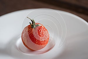 Sear tomato on the plate