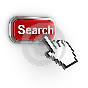 Search 3d button on white background