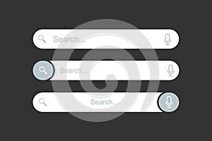 Search address and navigation bar icon. Search bar design web UI elements. Vector drawing.
