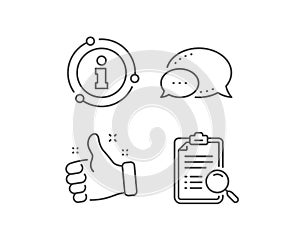 Search analysis line icon. Find document sign. Vector