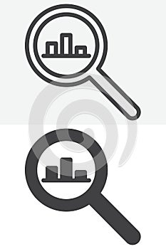 Search analytics graph line and solid vector icon set