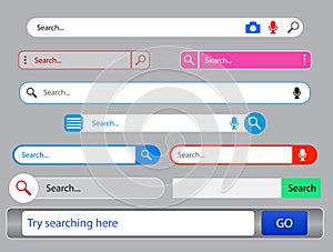 Set of search bar or search boxes ui interface for website