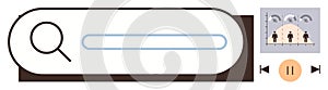 Search Bar with Data Visualization and Media Control Elements for Interface Design