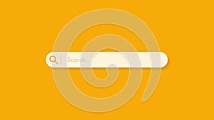Search bar design element on orange background. Browser button for website and UI design. Search form template