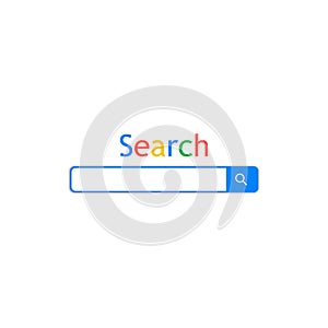 Search bar field. Simple browser window isolated on white background. Browser search. Interface element with search button. Search
