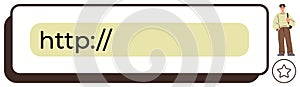 Search Bar Interface with User and Favorite Icon for Web Browsing Navigation