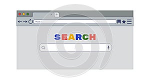 Search bar. Internet browser interface. Computer screen with URL address finding window. Web tab. Simplicity website