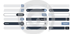 Search bar. Internet browser items ui design templates domain find boxes in modern clean style color search bar garish