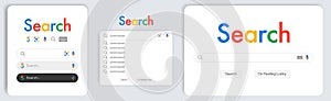 Search Bar Internet Browser Window, Searching Web Text Box Tool, Browsing Online Technology Page Vector Template