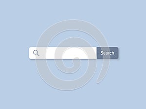 Search bar. Internet searching field. String entering keywords for online finding information. White stripe with button